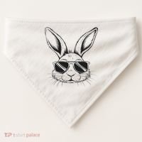 Easter Day Cool Bunny Face With Sunglasses USA-Made Doggie Bandana thumb 0
