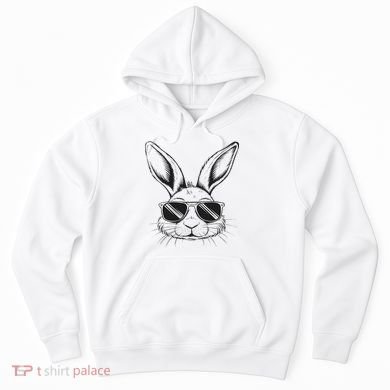 Easter Day Cool Bunny Face With Sunglasses Hoodie