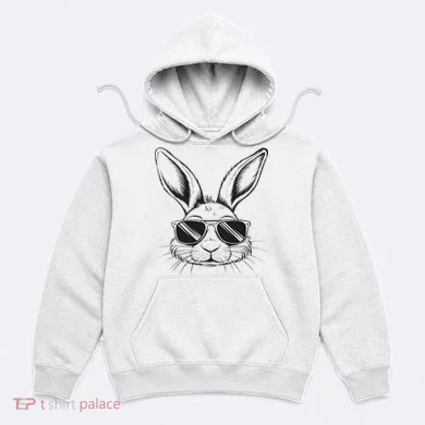 Easter Day Cool Bunny Face With Sunglasses Hoodie