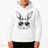 Easter Day Cool Bunny Face With Sunglasses Hoodie thumb 2