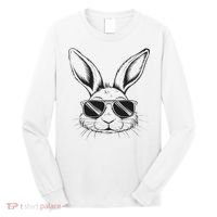 Easter Day Cool Bunny Face With Sunglasses Long Sleeve Shirt thumb 0