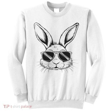 Easter Day Cool Bunny Face With Sunglasses Sweatshirt