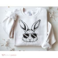 Easter Day Cool Bunny Face With Sunglasses Sweatshirt thumb 2