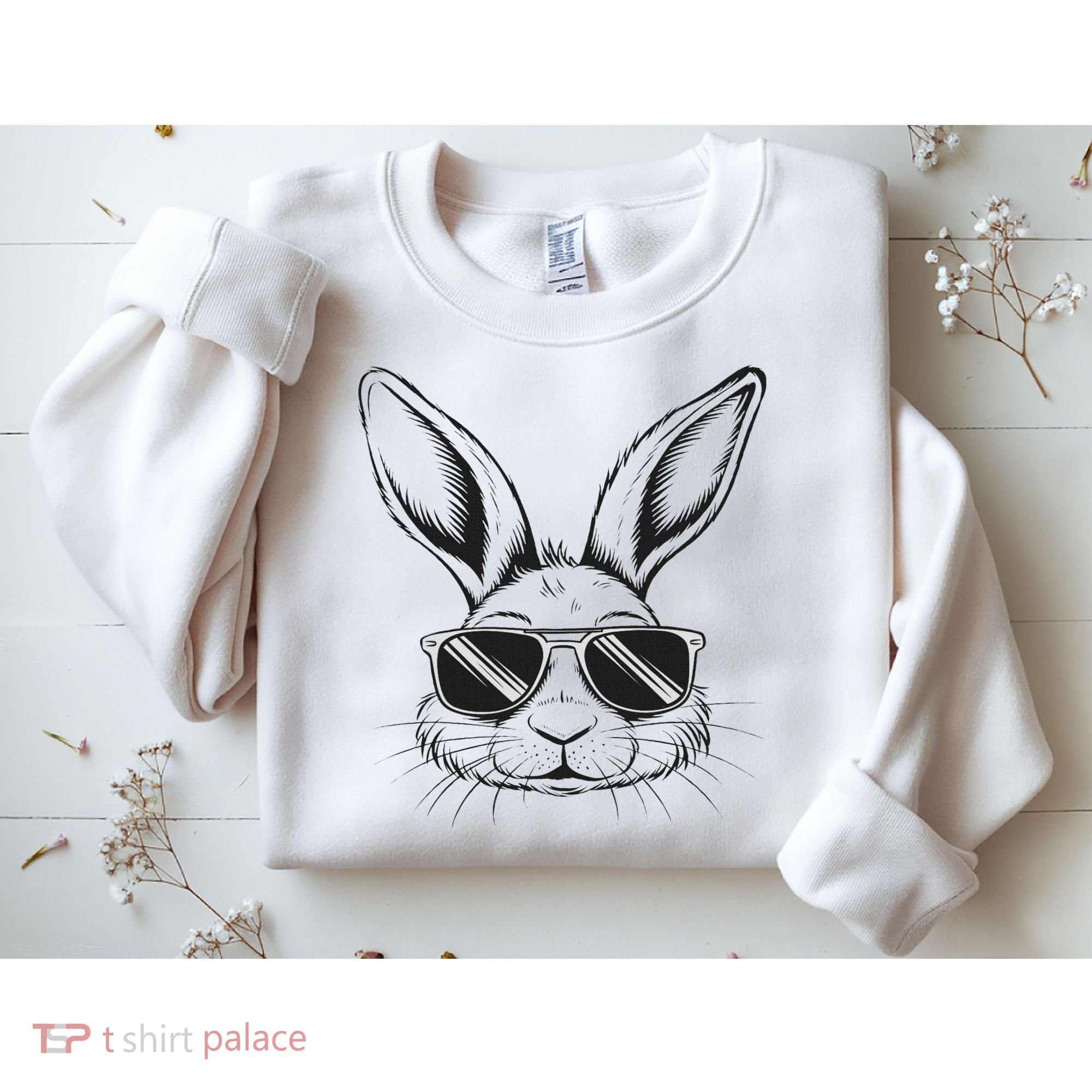 Easter Day Cool Bunny Face With Sunglasses Sweatshirt