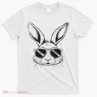 Easter Day Cool Bunny Face With Sunglasses T-Shirt thumb 0