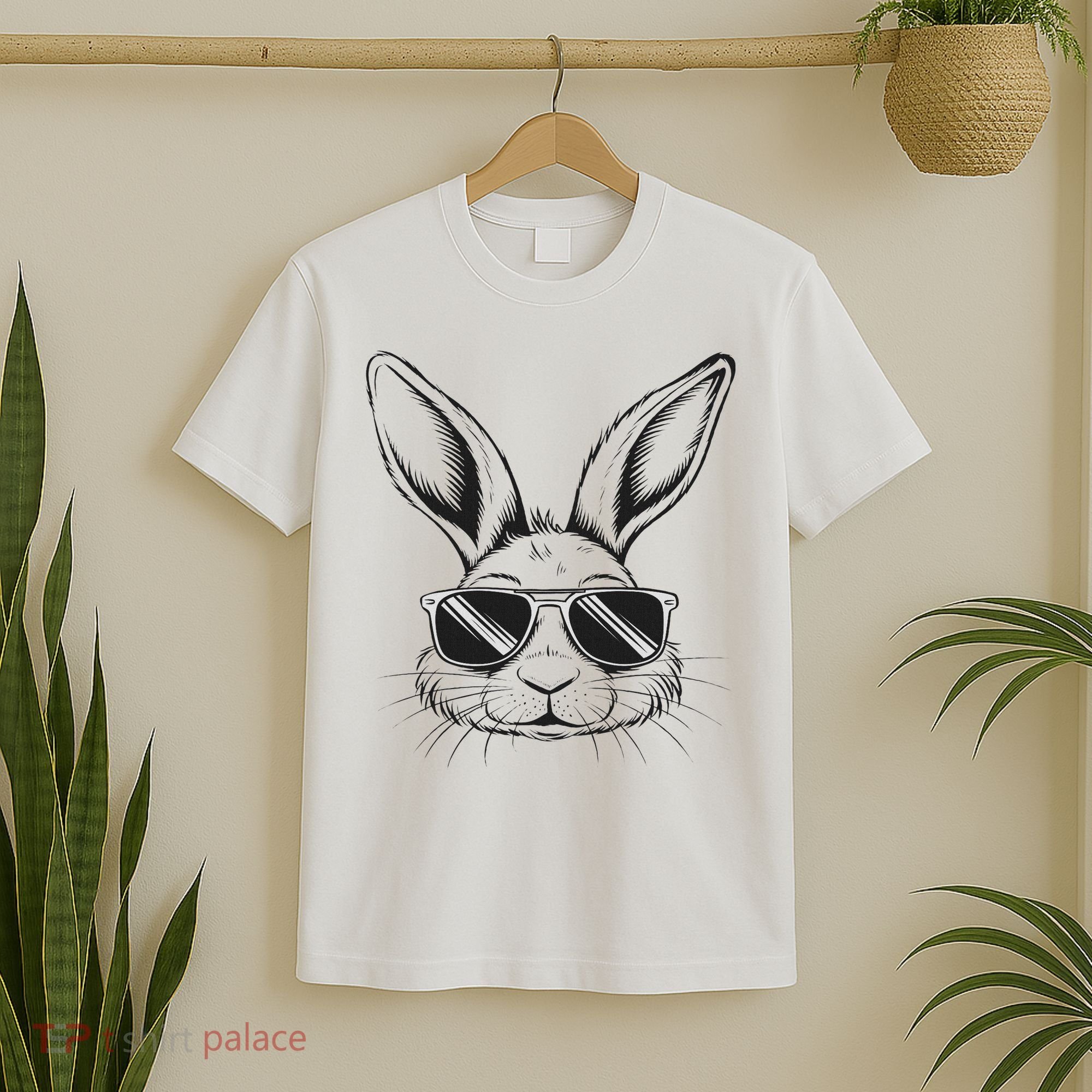 Easter Day Cool Bunny Face With Sunglasses T-Shirt