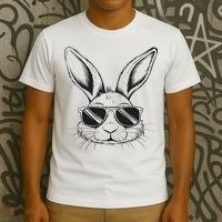 Easter Day Cool Bunny Face With Sunglasses T-Shirt thumb 3