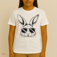Easter Day Cool Bunny Face With Sunglasses T-Shirt thumb 4