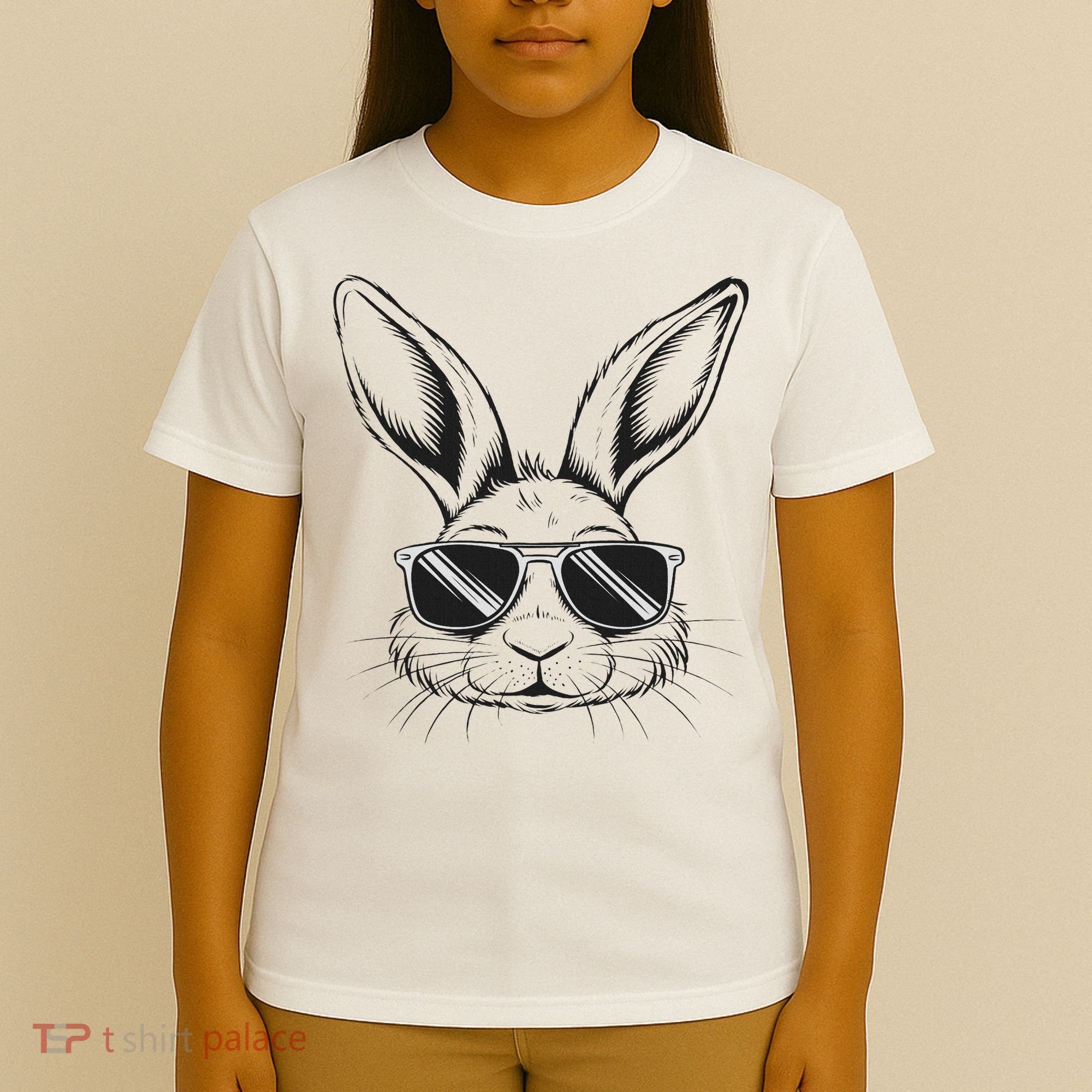 Easter Day Cool Bunny Face With Sunglasses T-Shirt