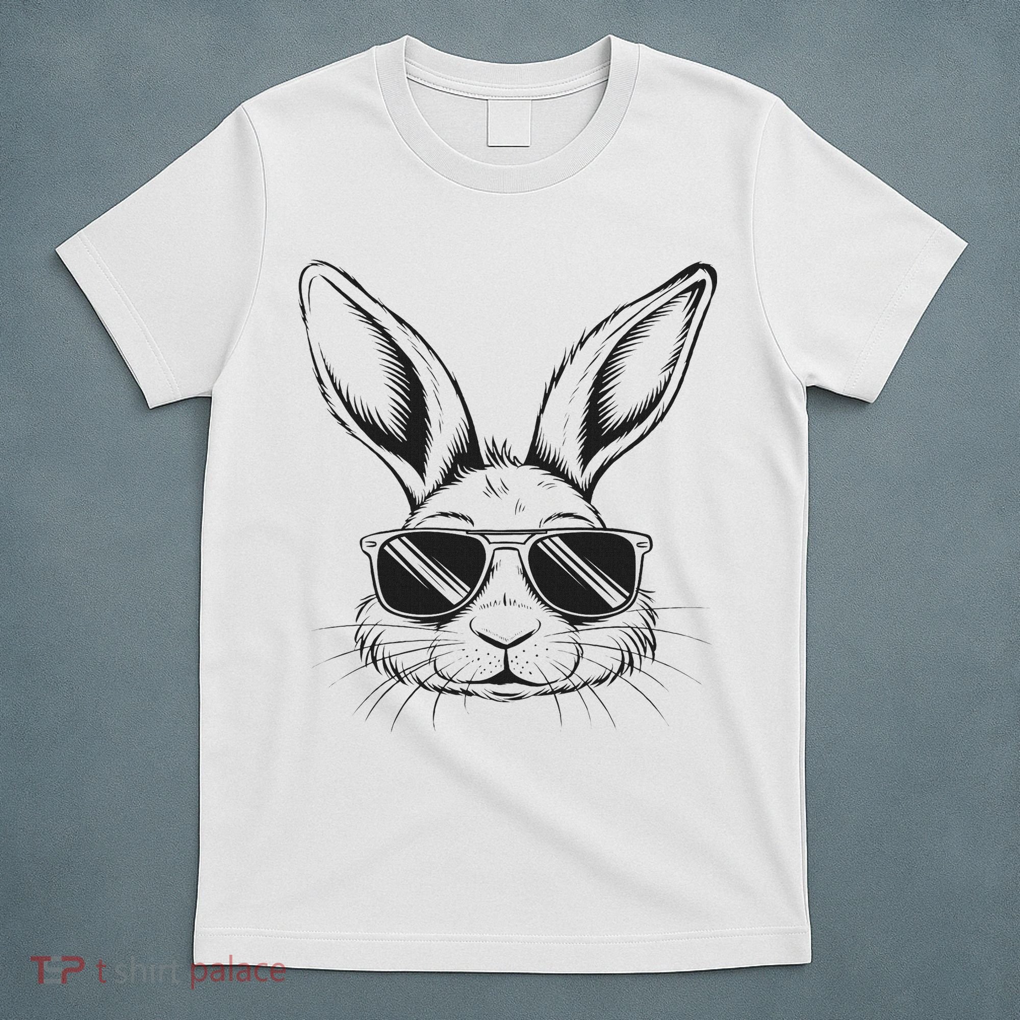 Easter Day Cool Bunny Face With Sunglasses T-Shirt
