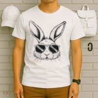 Easter Day Cool Bunny Face With Sunglasses T-Shirt thumb 6