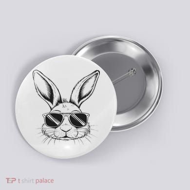 Easter Day Cool Bunny Face With Sunglasses Button