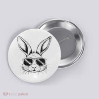 Easter Day Cool Bunny Face With Sunglasses Button thumb 0