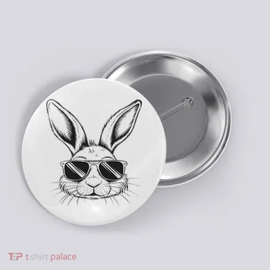 Easter Day Cool Bunny Face With Sunglasses Button