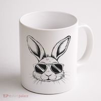 Easter Day Cool Bunny Face With Sunglasses Coffee Mug thumb 1