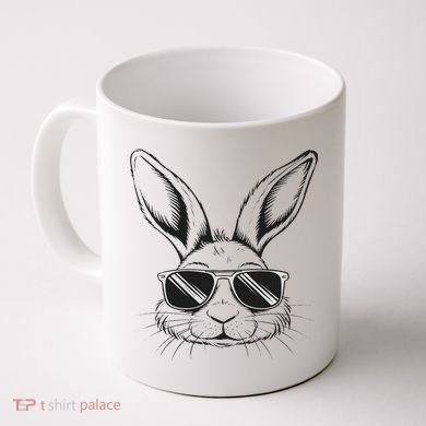 Easter Day Cool Bunny Face With Sunglasses Coffee Mug