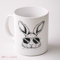 Easter Day Cool Bunny Face With Sunglasses Coffee Mug thumb 0