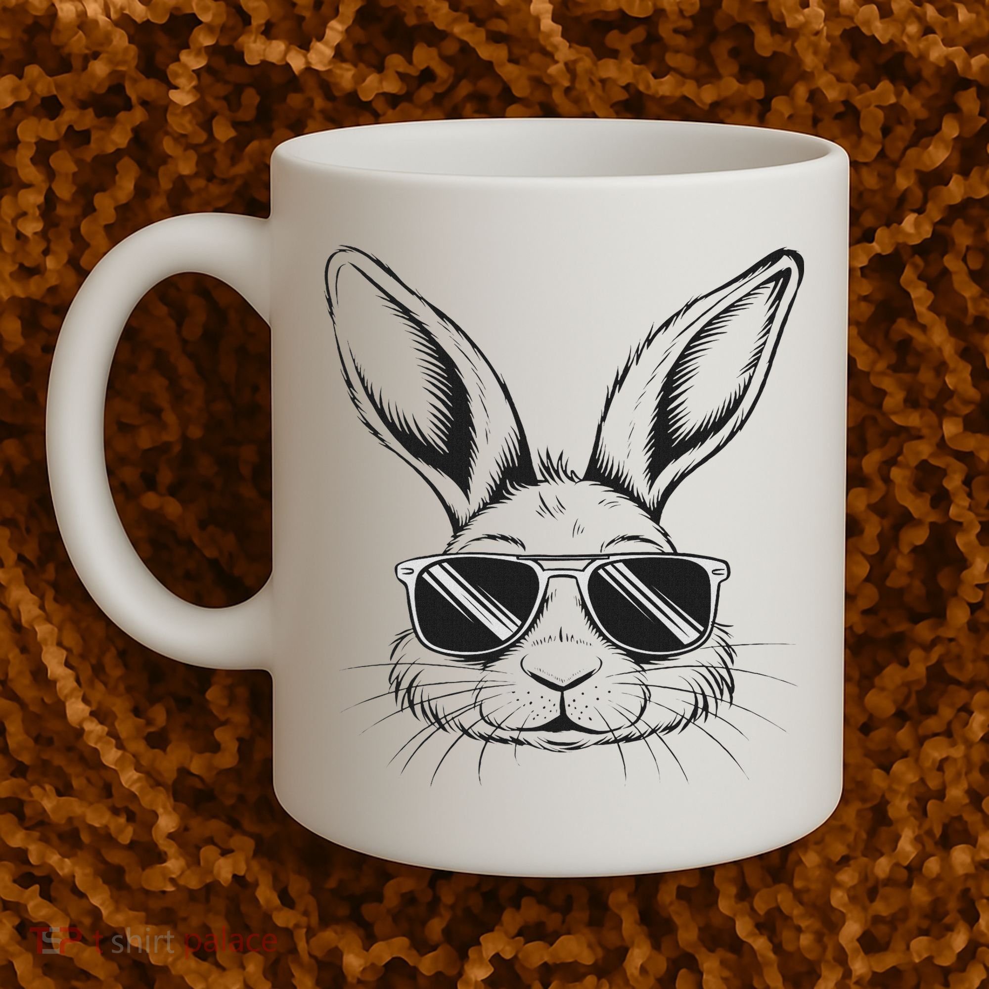 Easter Day Cool Bunny Face With Sunglasses Coffee Mug