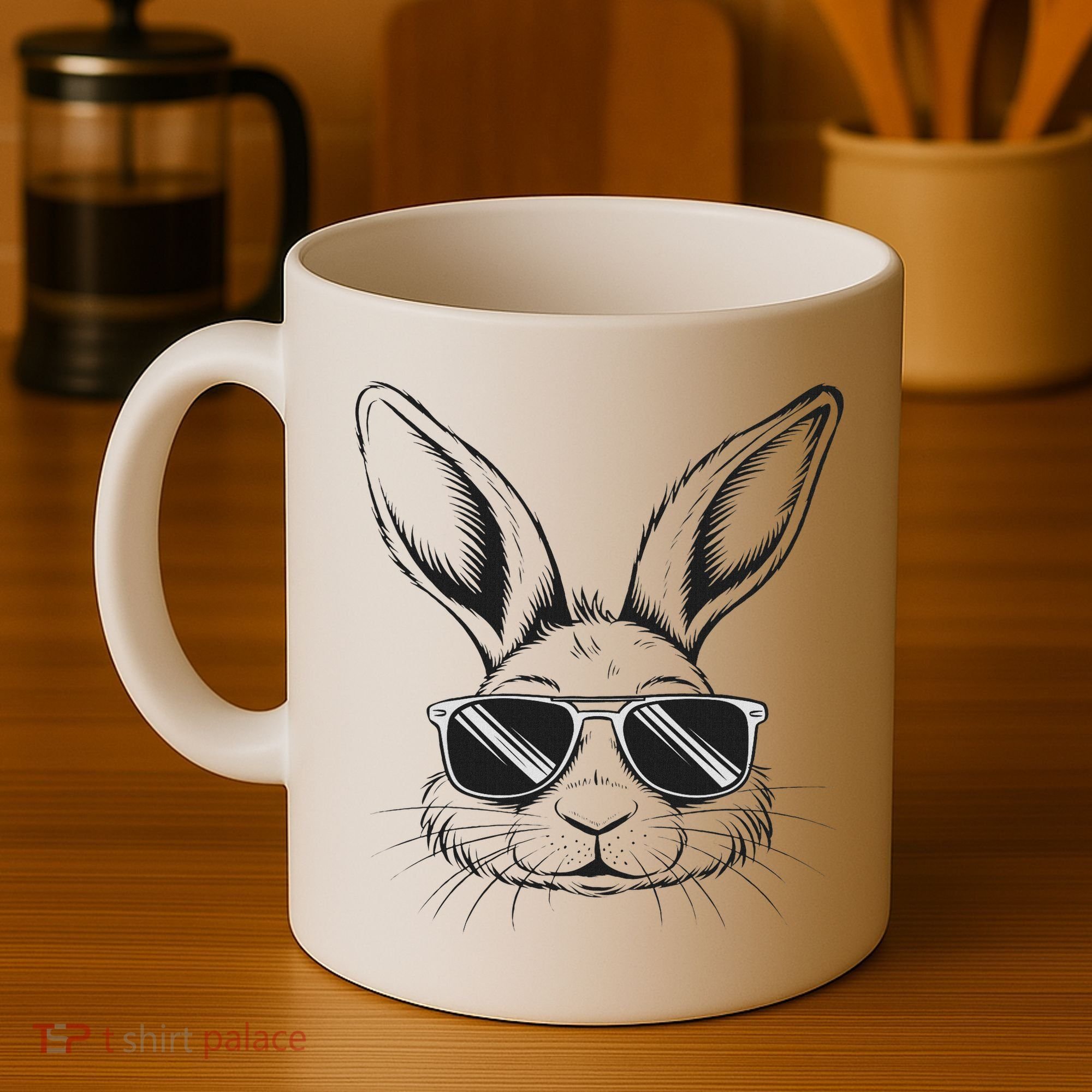 Easter Day Cool Bunny Face With Sunglasses Coffee Mug