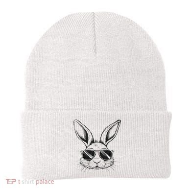 Easter Day Cool Bunny Face With Sunglasses Beanie
