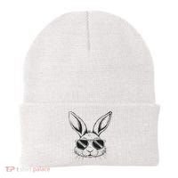 Easter Day Cool Bunny Face With Sunglasses Beanie thumb 0