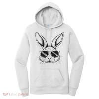 Easter Day Cool Bunny Face With Sunglasses Women's Hoodie thumb 0