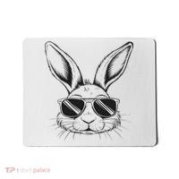 Easter Day Cool Bunny Face With Sunglasses Mousepad thumb 0