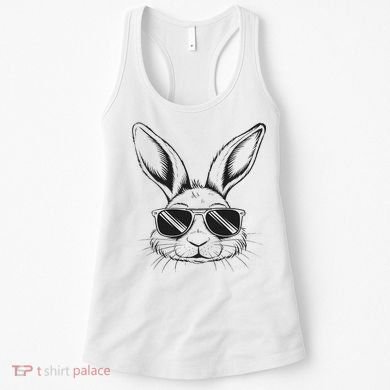 Easter Day Cool Bunny Face With Sunglasses Women's Tank Top