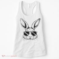 Easter Day Cool Bunny Face With Sunglasses Women's Tank Top thumb 0