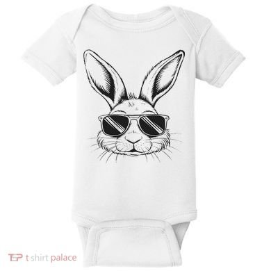 Easter Day Cool Bunny Face With Sunglasses Baby Bodysuit
