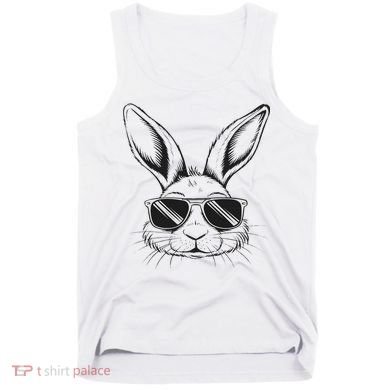 Easter Day Cool Bunny Face With Sunglasses Tank Top
