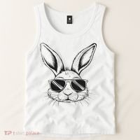 Easter Day Cool Bunny Face With Sunglasses Tank Top thumb 2
