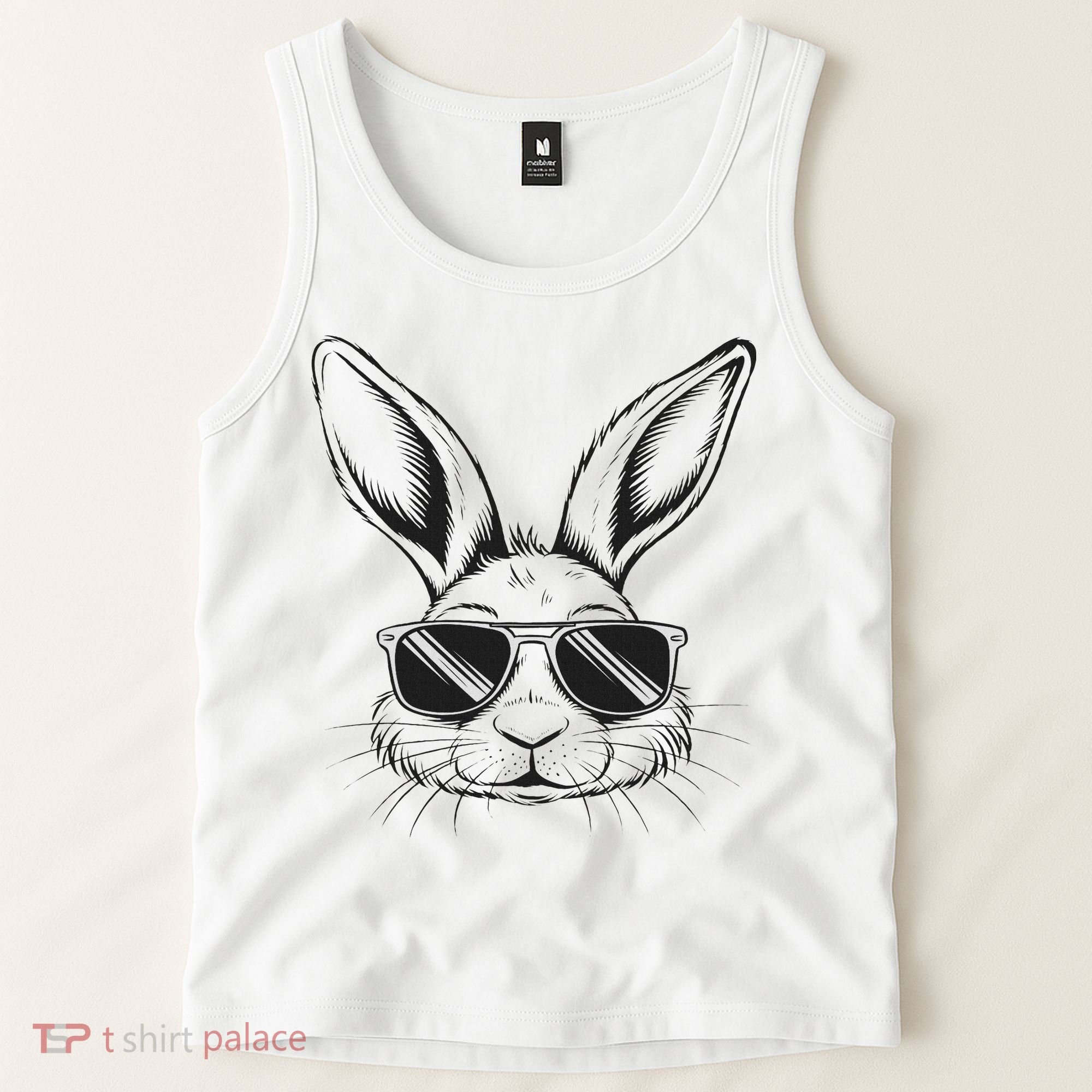 Easter Day Cool Bunny Face With Sunglasses Tank Top