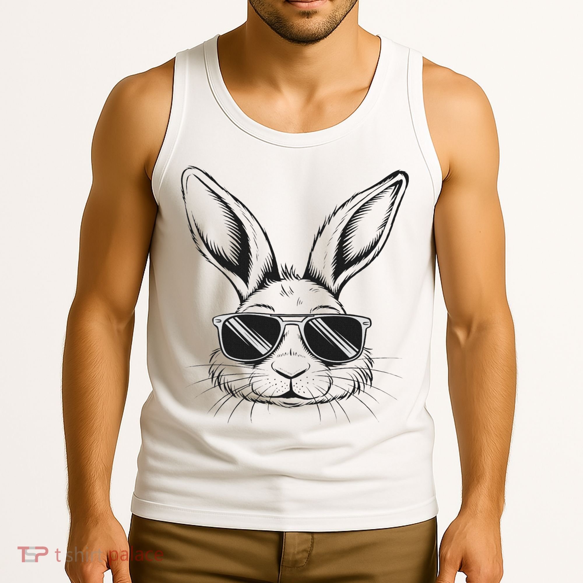Easter Day Cool Bunny Face With Sunglasses Tank Top