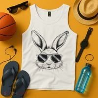 Easter Day Cool Bunny Face With Sunglasses Tank Top thumb 4
