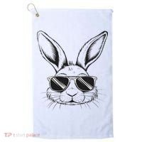 Easter Day Cool Bunny Face With Sunglasses Golf Towel thumb 0