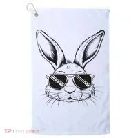 Easter Day Cool Bunny Face With Sunglasses Golf Towel thumb 0