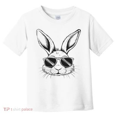 Easter Day Cool Bunny Face With Sunglasses Toddler T-Shirt