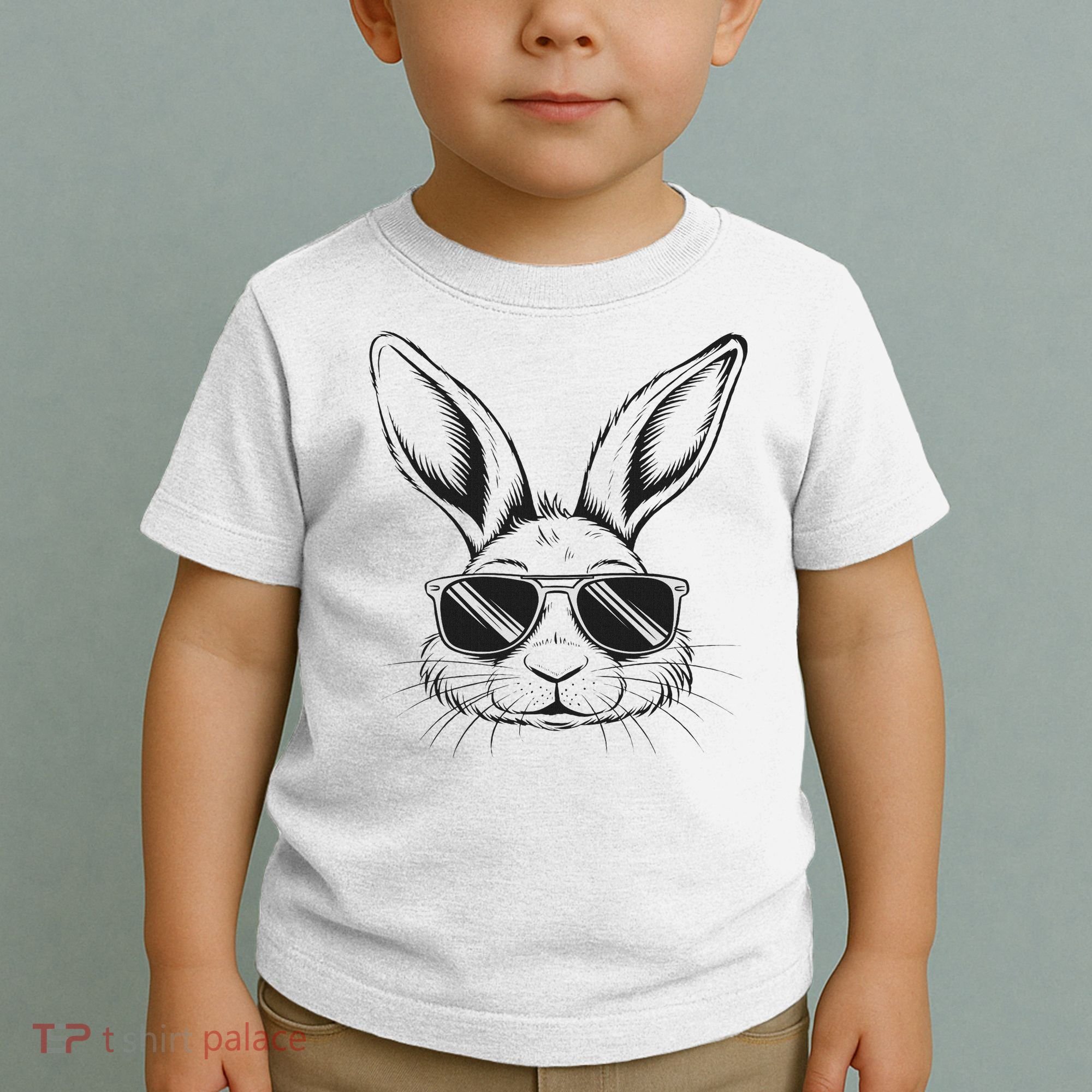 Easter Day Cool Bunny Face With Sunglasses Toddler T-Shirt