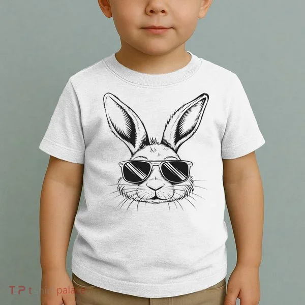 Easter Day Cool Bunny Face With Sunglasses Toddler T-Shirt