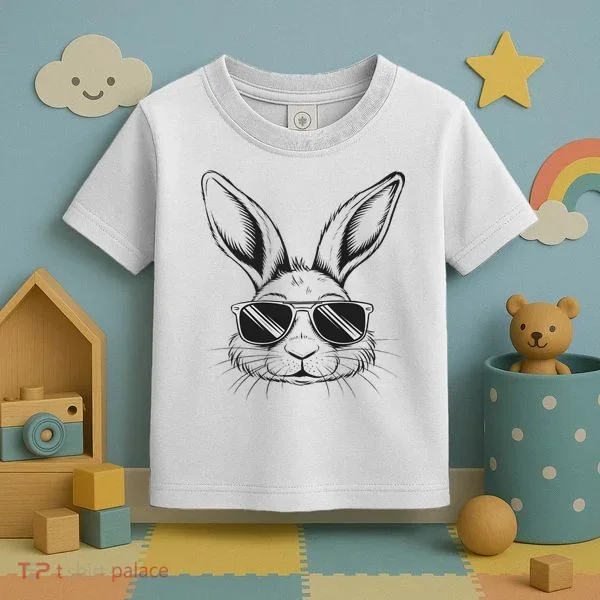 Easter Day Cool Bunny Face With Sunglasses Toddler T-Shirt