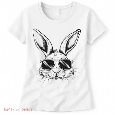 Easter Day Cool Bunny Face With Sunglasses Women's T-Shirt