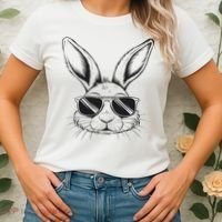 Easter Day Cool Bunny Face With Sunglasses Women's T-Shirt thumb 2