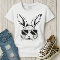 Easter Day Cool Bunny Face With Sunglasses Women's T-Shirt thumb 3