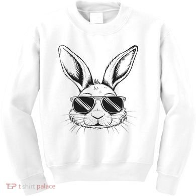 Easter Day Cool Bunny Face With Sunglasses Kids Sweatshirt