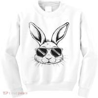 Easter Day Cool Bunny Face With Sunglasses Kids Sweatshirt thumb 0