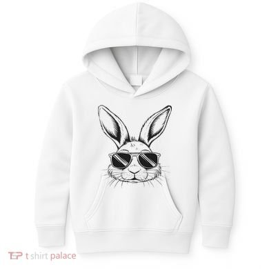 Easter Day Cool Bunny Face With Sunglasses Kids Hoodie