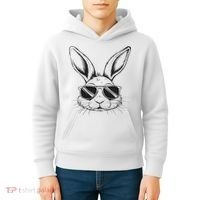 Easter Day Cool Bunny Face With Sunglasses Kids Hoodie thumb 4