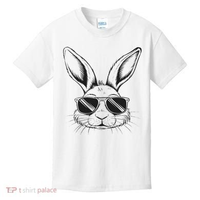Easter Day Cool Bunny Face With Sunglasses Kids T-Shirt