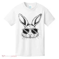 Easter Day Cool Bunny Face With Sunglasses Kids T-Shirt thumb 0